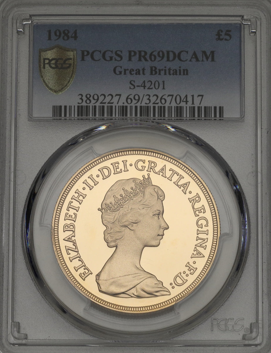 イギリス 1984年 エリザベス2世 5ポンド金貨 PR69DCAM：32670417