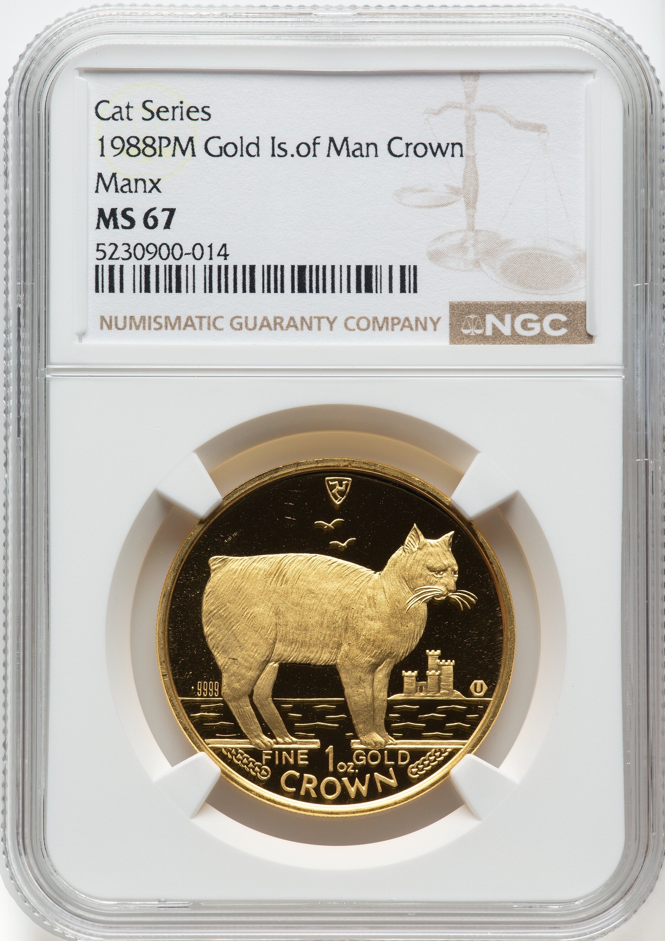 マン島 1988年 キャットシリーズ マンクス 1oz 金貨 MS67