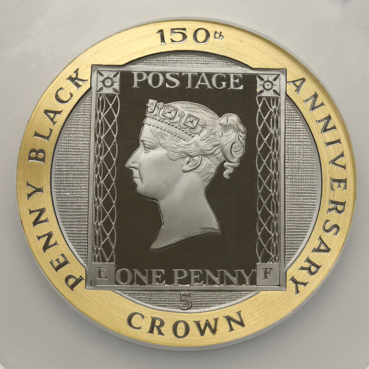 マン島 1990年 ヴィクトリア女王 ペニーブラック発行150年記念 5クラウン金貨 PF69UCAM：2799909-001