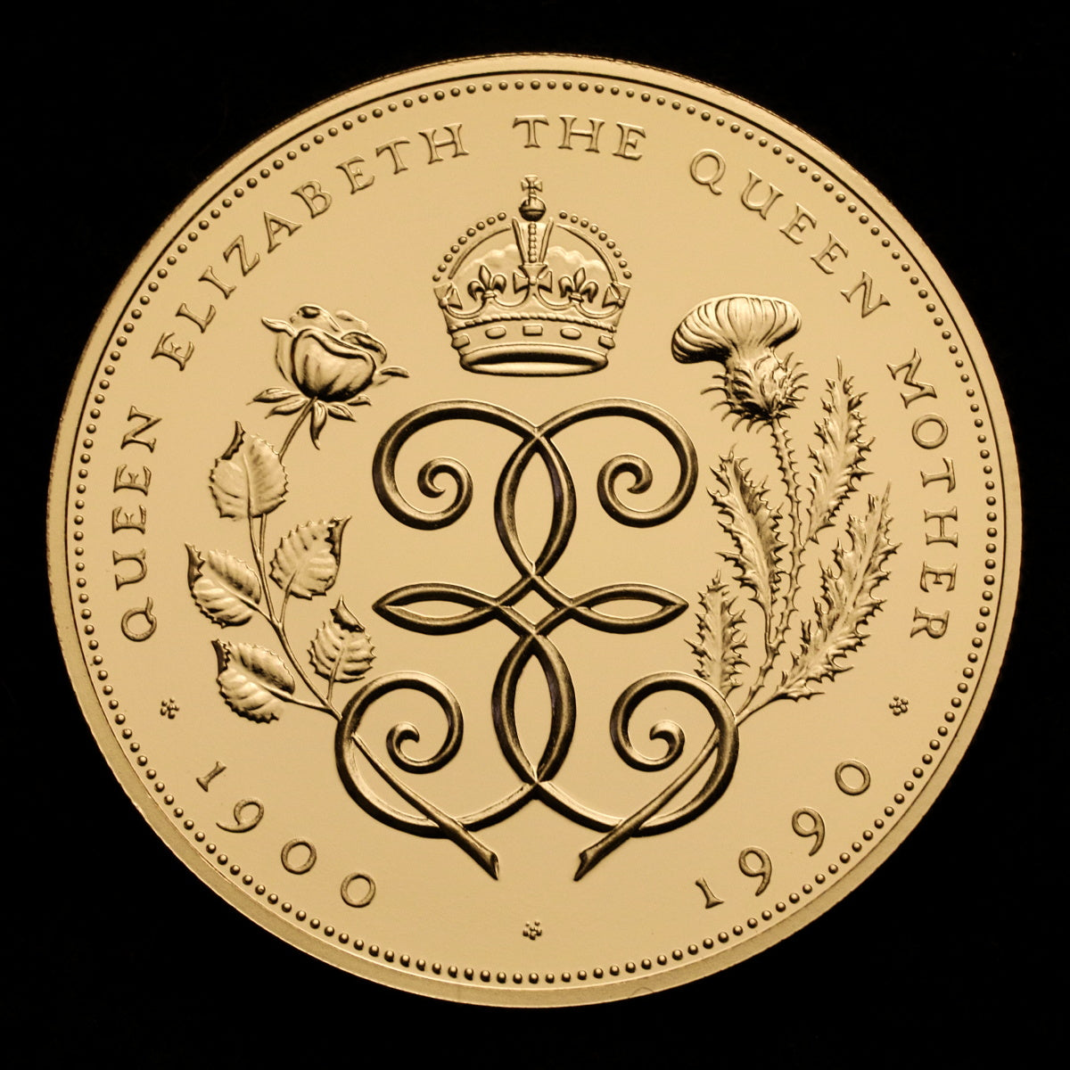 イギリス 1990年 エリザベス王太后 90歳記念 5ポンド金貨 ROYAL MINT オフィシャルボックス付き