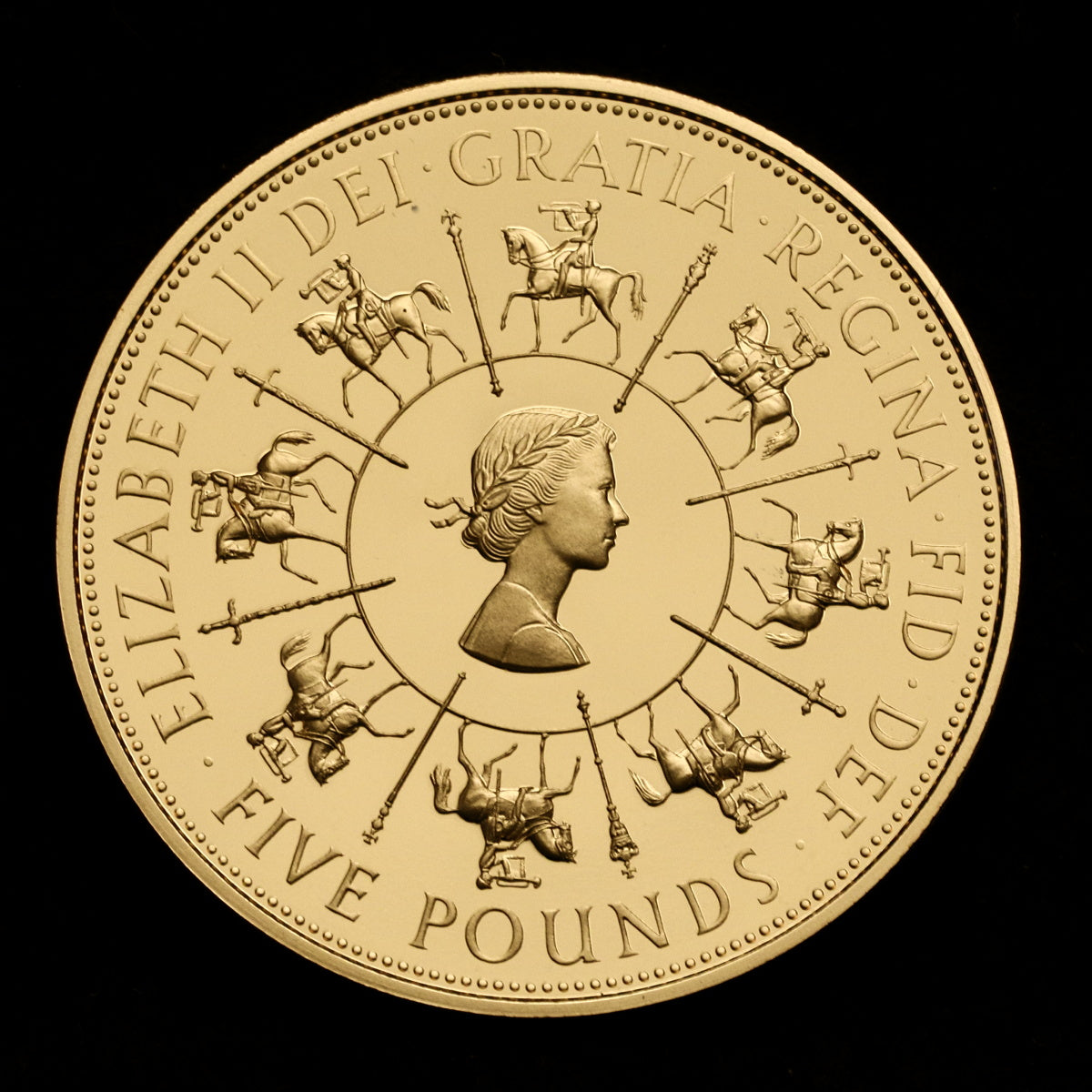 イギリス 1993年 エリザベス2世 戴冠40周年 馬上の女王 5ポンド金貨 ROYAL MINT オフィシャルボックス付き
