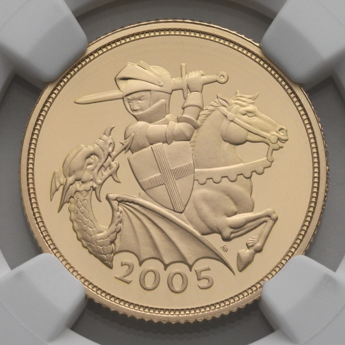イギリス 2005年 ナイト&ドラゴン ソブリン金貨 PF70UCAM：8463984-003