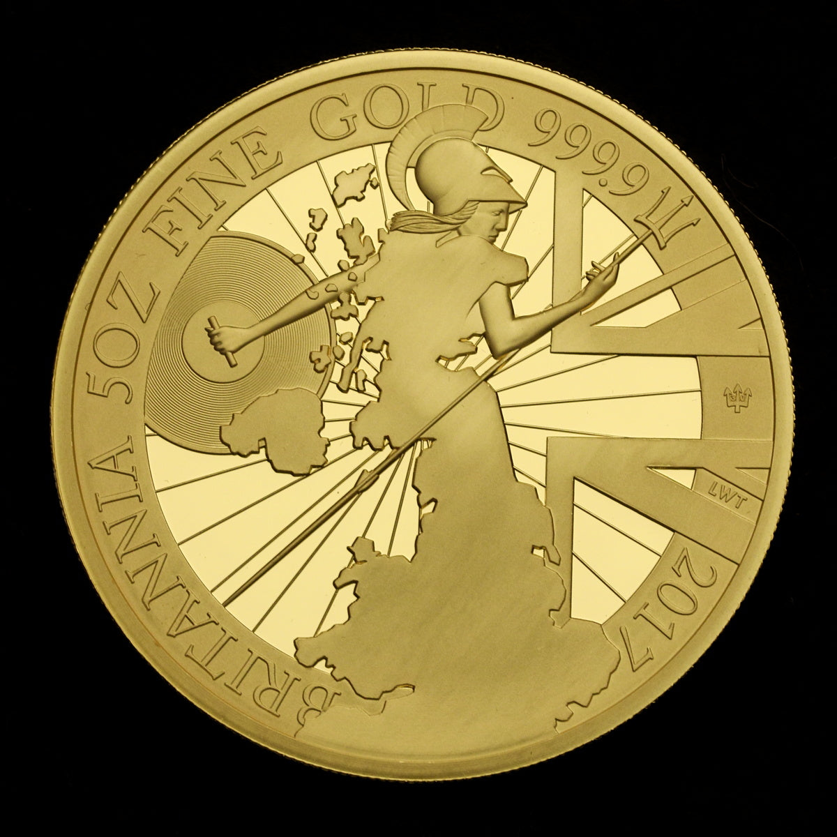 イギリス 2017年 ブリタニア 500ポンド 5oz 金貨：ROYAL MINT オフィシャルボックス付き