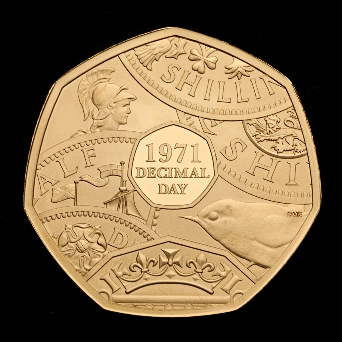イギリス 2021年 新通貨導入50周年記念 50ペンス金貨：裸