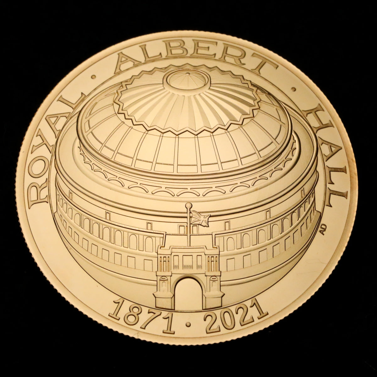 イギリス 2021年 ロイヤル・アルバート・ホール 150周年記念 5ポンド ドーム型金貨：裸