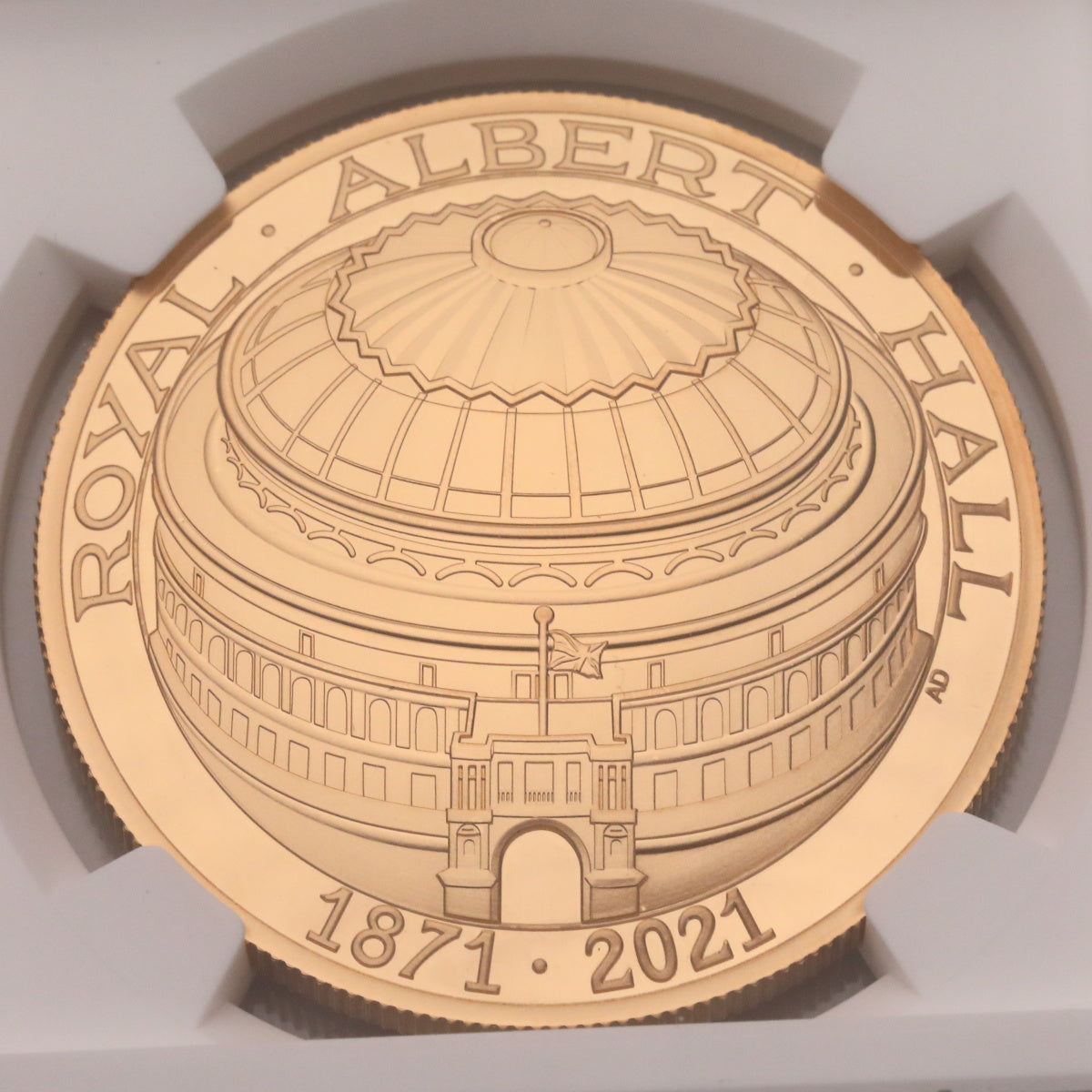 イギリス 2021年 ロイヤル・アルバート・ホール 150周年記念 5ポンド ドーム型金貨 PF70UCAM：6256151-033