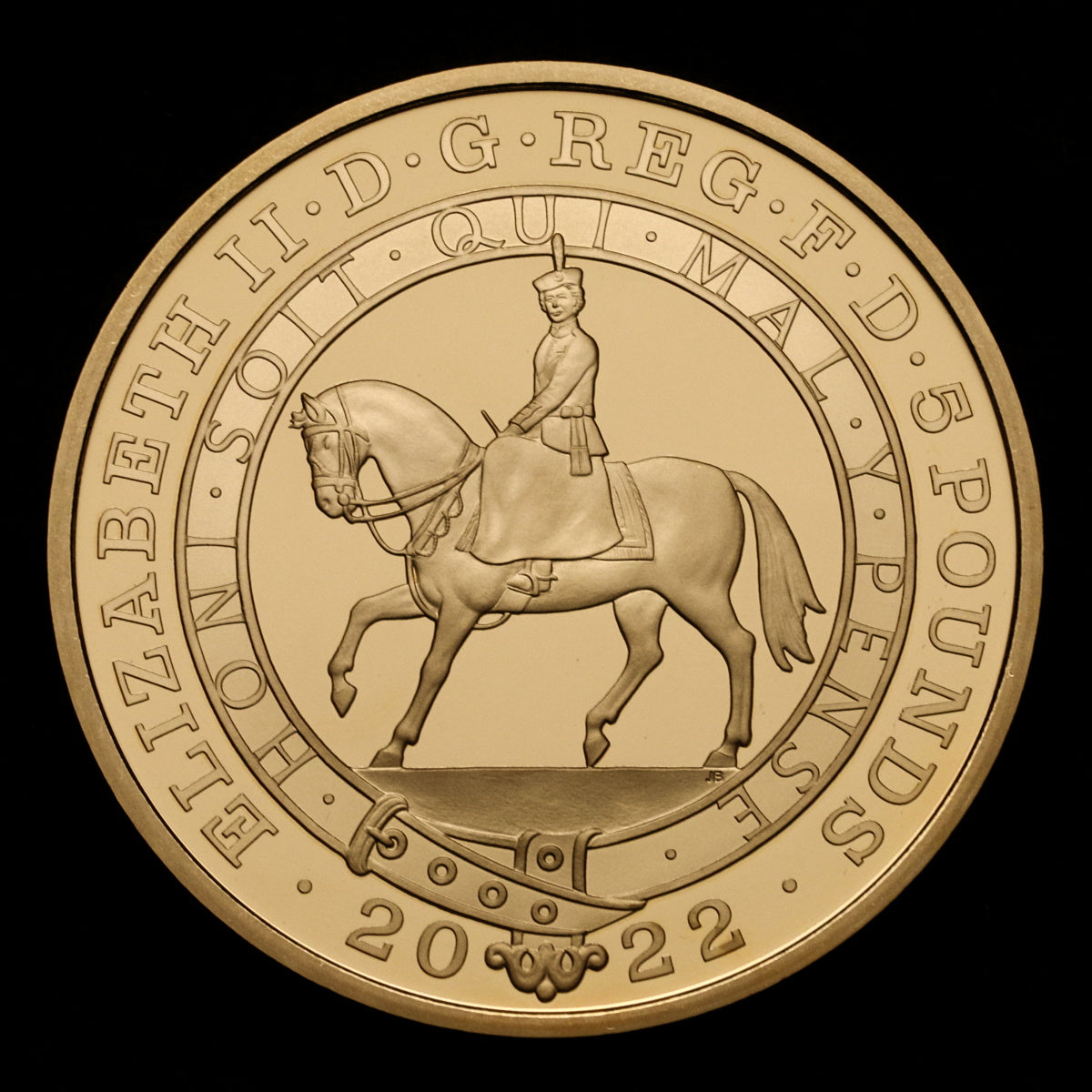 イギリス 2022年 エリザベス2世 即位70周年記念 5ポンド金貨：裸