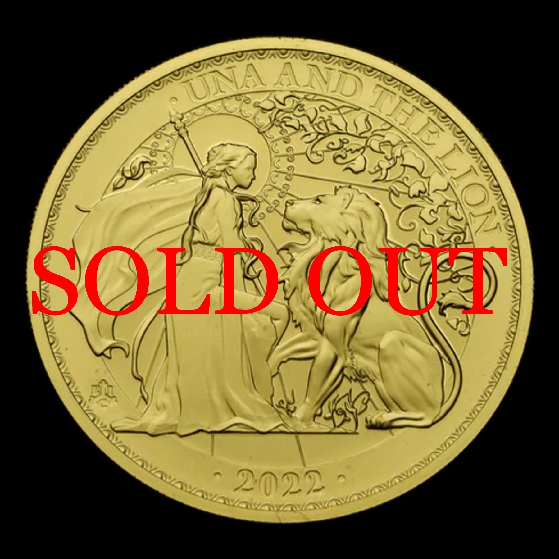 イギリス領セントヘレナ 2022年 ウナとライオン 5ポンド 1oz 金貨 裸