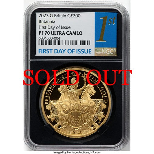 イギリス 2023年 ブリタニア 200ポンド 2oz 金貨 PF70UCAM：6804500-004