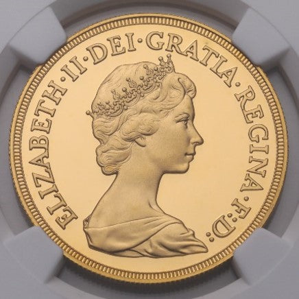 イギリス 1982年 エリザベス2世 5ポンド金貨 PF69UCAM：6769431-001