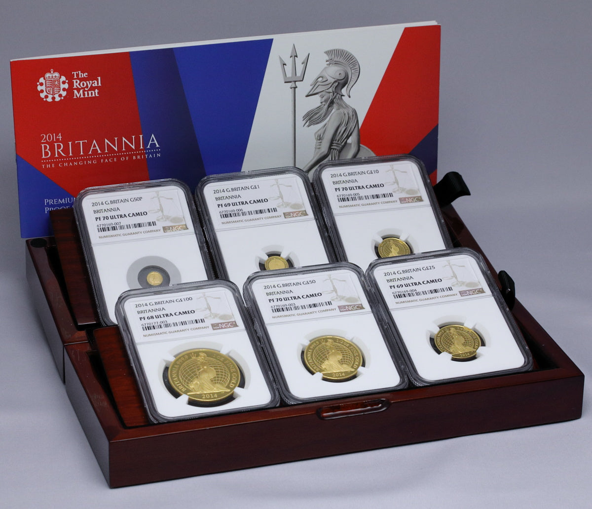 イギリス 2014年 ブリタニア 100ポンド金貨 6枚セット PF68UCAM：6770177-003