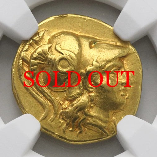 古代マケドニア王国 336-323BC アレキサンダー大王 スターテル金貨 Ch XF Strike4/5,Surface3/5 ex-jewelry：6830598-003